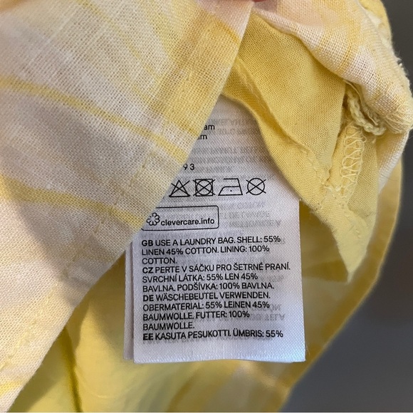 H and M mini shift dress spaghetti strap linen blend sunflower yellow size small - Picture 9 of 10
